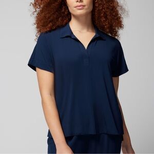 SOMA COOL NIGHTS Split-Neck Short Sleeve Tee